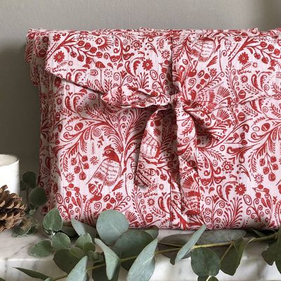 Reusable Christmas Fabric Gift Bag Bird Design from Forever Wraps