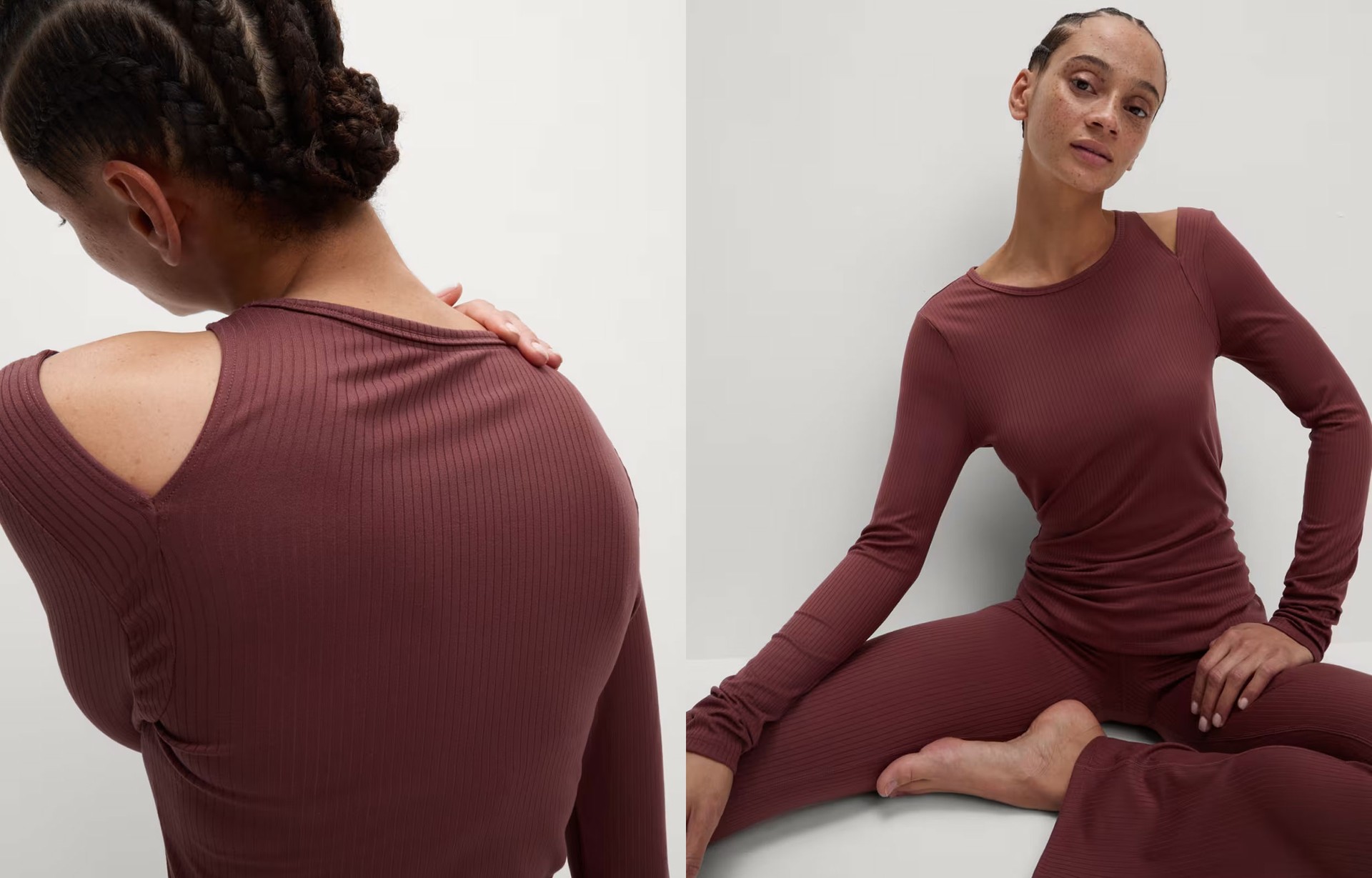 Rib Cold Shoulder Fitted Yoga Top from Marks & Spencer