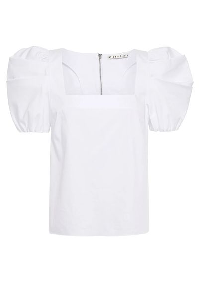 Gathered Cotton-Blend Poplin Blouse from Alice + Olivia