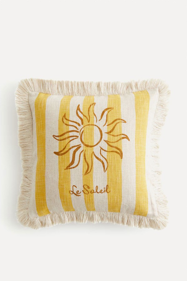 Fringed Linen-Blend Cushion Cover from H&M