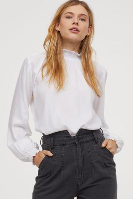 Blouse With Stand Up Collar