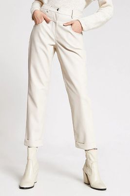Faux Leather Mom Trousers from  River Island