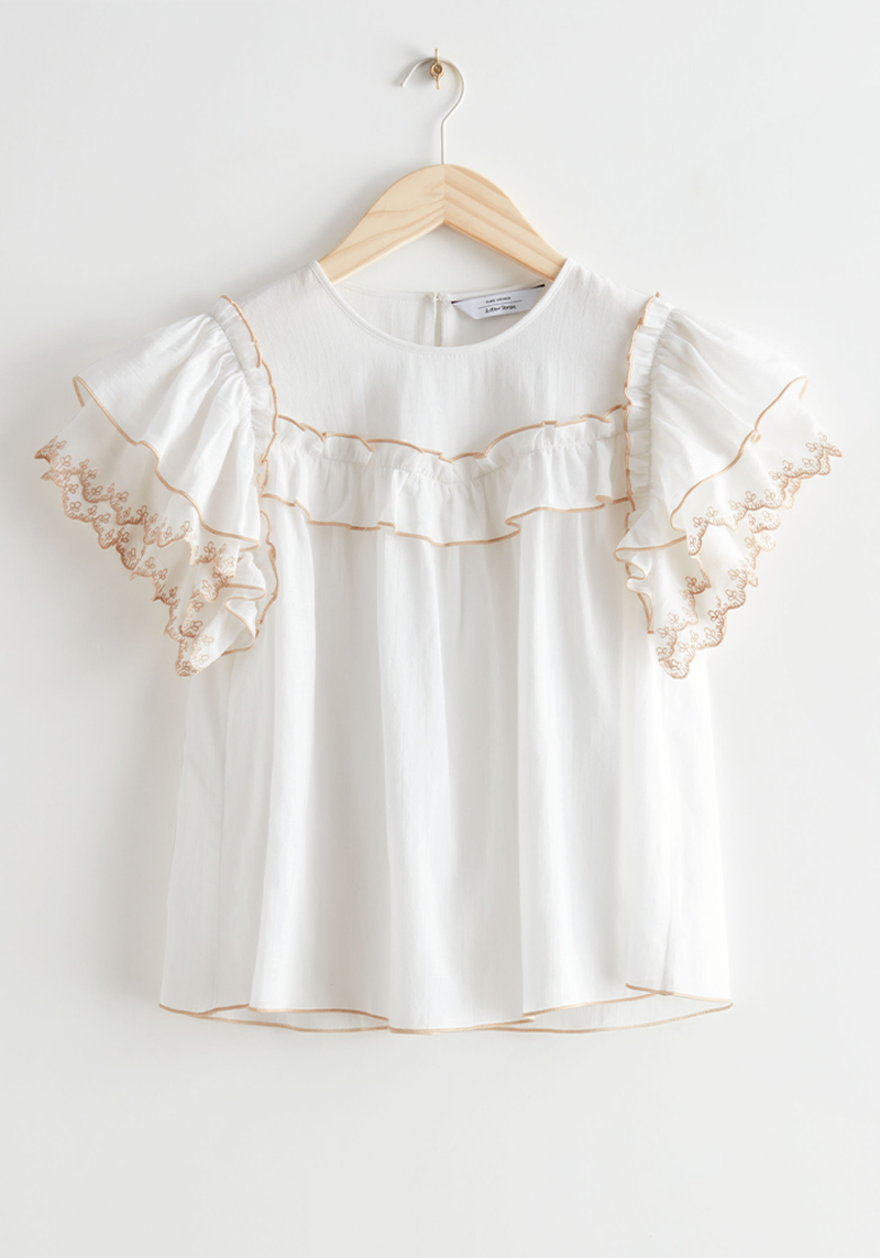 Ruffled Short Sleeve Blouse