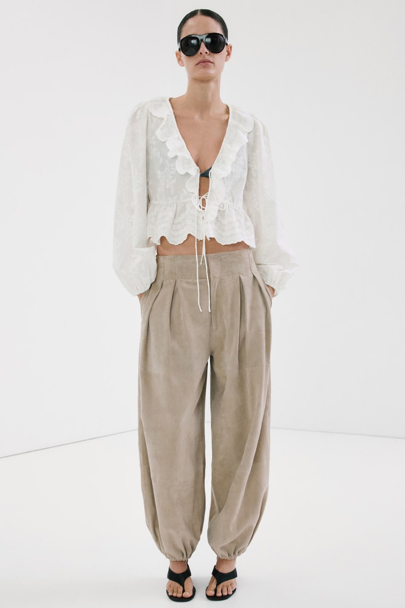 Ruffled Embroidered Blouse  from Mango