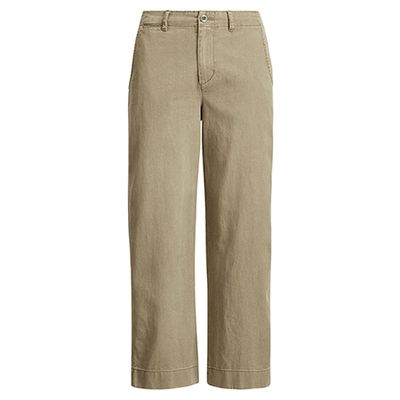 Cropped Wide-Leg Chino Pant