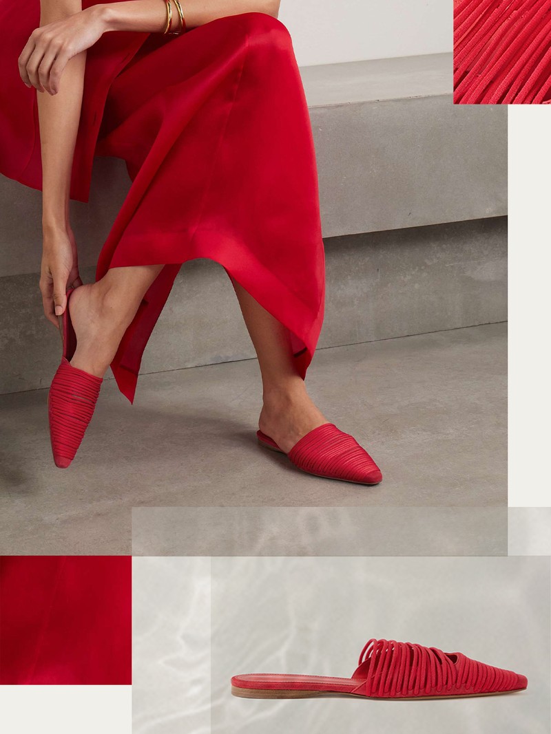 Kenly Cord-Trimmed Suede Mules from TOVE