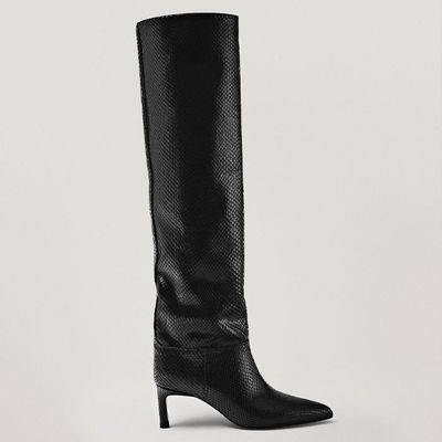 Animal Print Leather Boots from Massimo Dutti