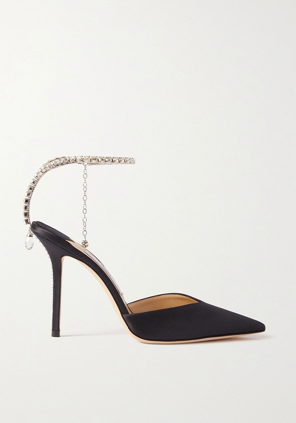 Saeda 100 Crystal Embellished Satin Pumps from Jimmy Choo