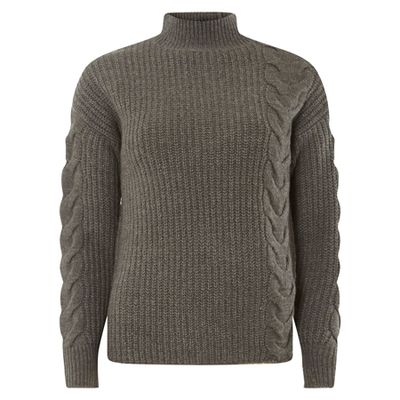 Grey High Neck Cable Jumper