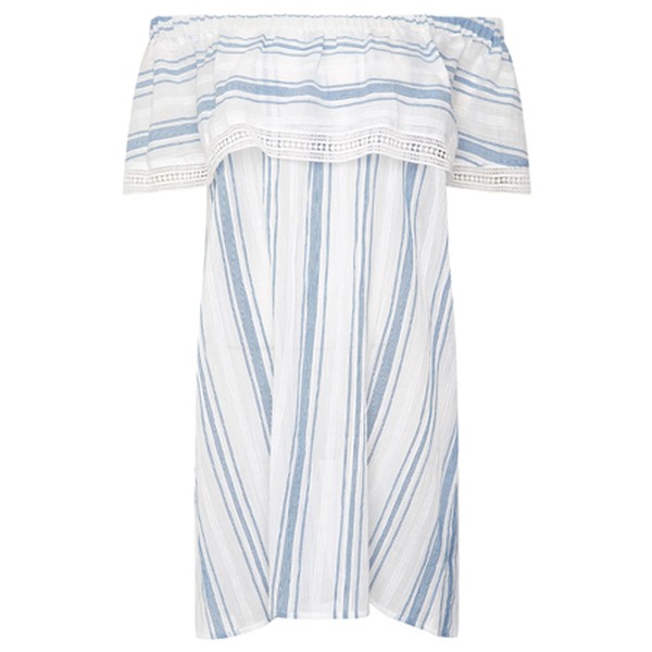 Ticking Stripe Bardot Dress from Maison De Nimes