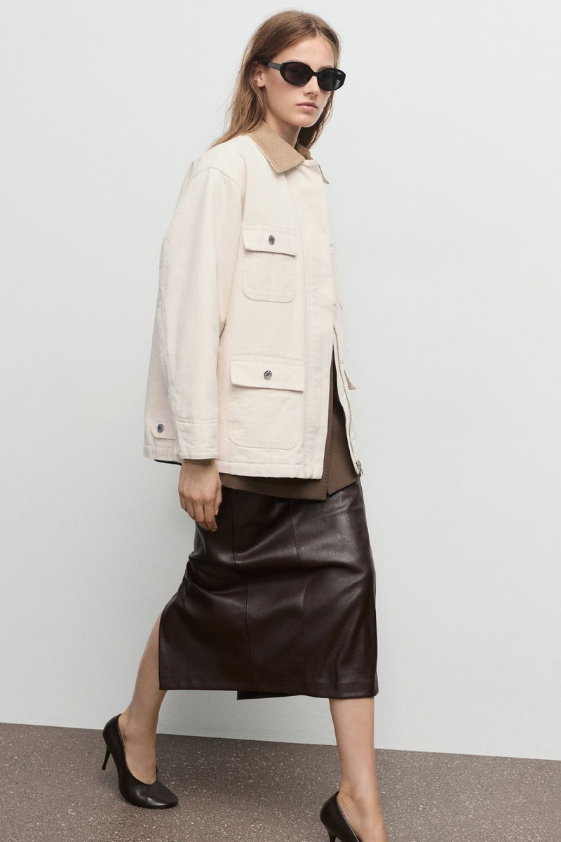 Denim Parka With Corduroy Collar