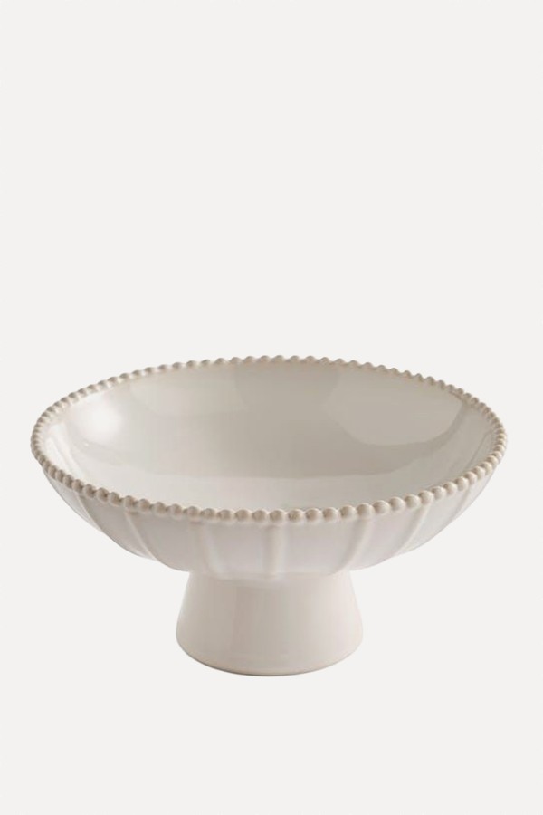 Ceramic Ribbed Bowl With Beaded Edge