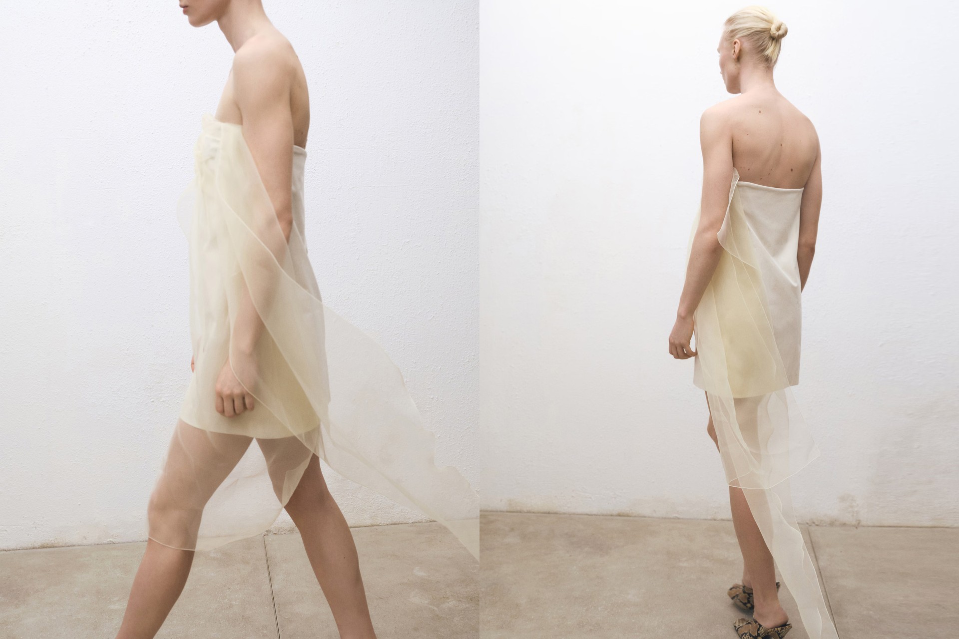 Short Chiffon Combined Dress from Mango