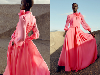 Silk Full-Length Dress With Corsage + Belt, £595 | ME+EM