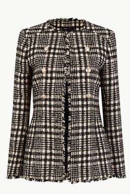 Tweed Checked Longline Blazer from Marks & Spencer