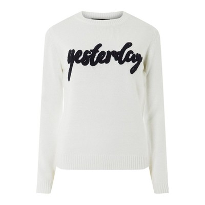 White 'Yesterday' Slogan jumper