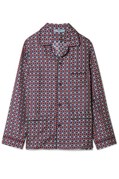 Oversized Printed Silk-Satin Twill Shirt from Prada