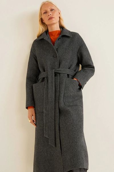 Buttoned Herringbone Coat from Mango