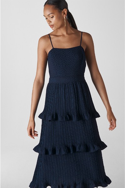 Animal Jacquard Pleated Dress