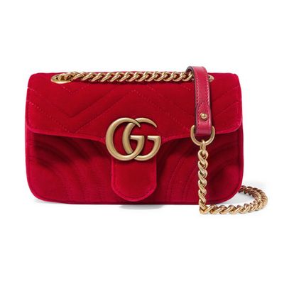 GG Marmont Mini Quilted Velvet Shoulder Bag