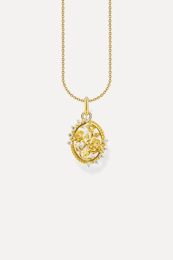 Gold-Plated Necklace With Pendant Roses Romance    