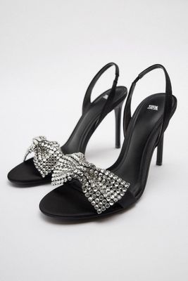 High Heel Sandals With Embellished Bow from Zara