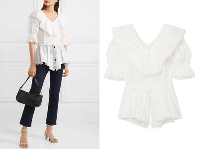Lace-Trimmed Ruffled Cotton-Voile Blouse from See By Chloe