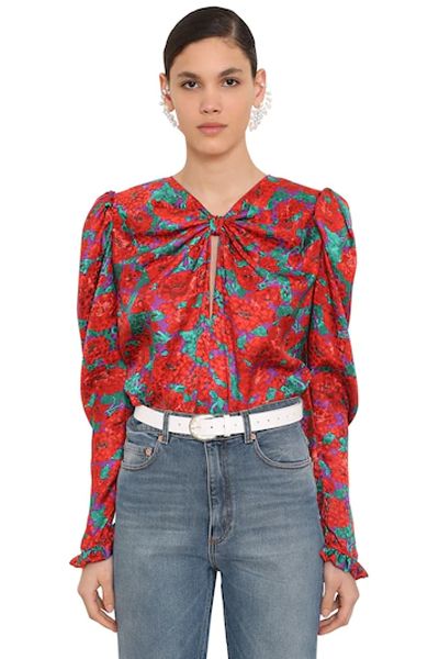 L/S Printed Silk Satin Jacquard Top from Magda Butrym