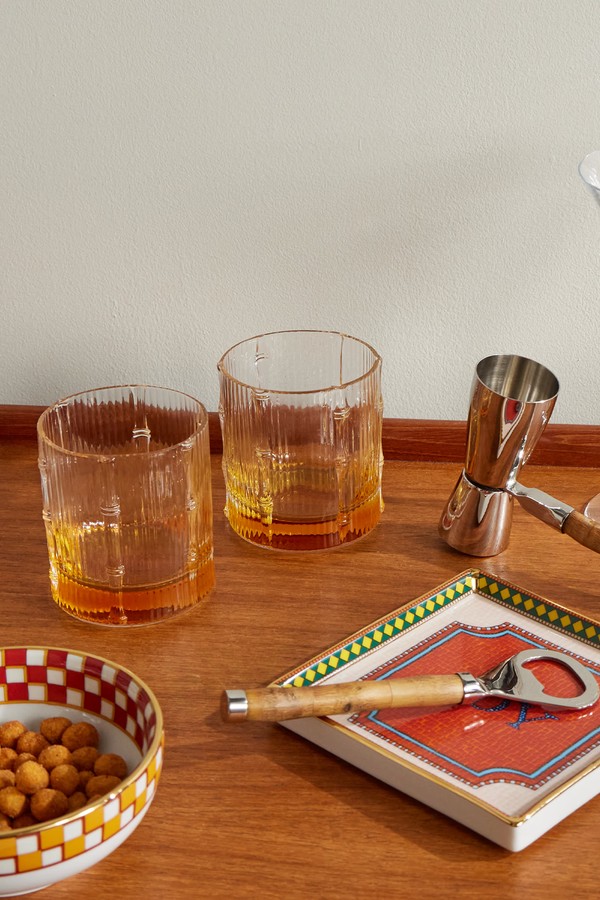 Set of 2 Bamboo Crystal Glass Tumblers from La DoubleJ