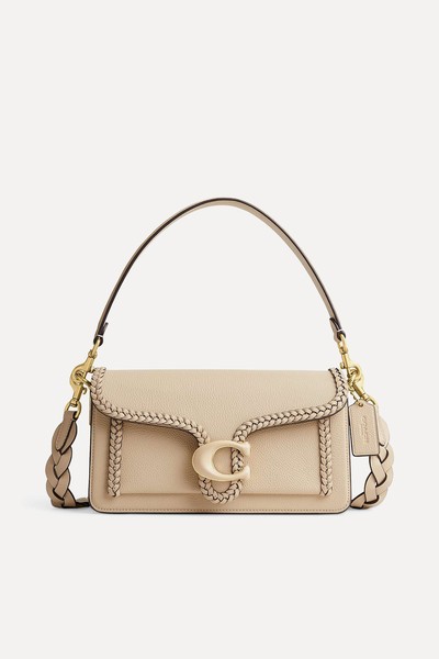 Tabby 26 Leather Stitch Shoulder Bag, Ivory