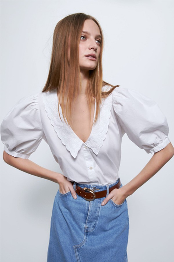 Embroidered Poplin Shirt from Zara