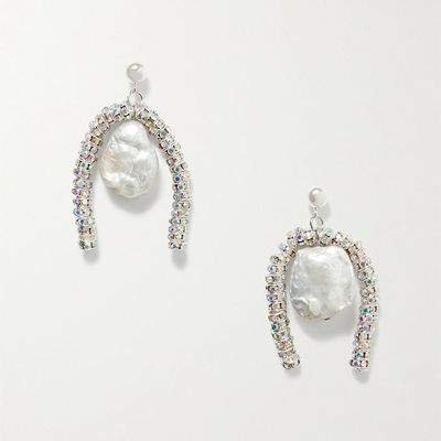 Baroque Paris Silver-Plated, Crystal & Pearl Earrings from Pearl Octopuss.y