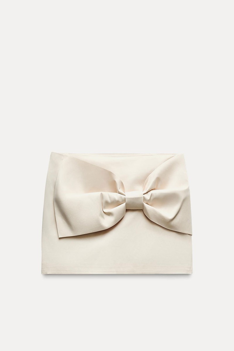 Satin Mini Skirt With Bow from Zara
