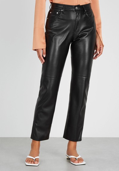 Vinni Black Faux-Leather Trousers from Nanushka