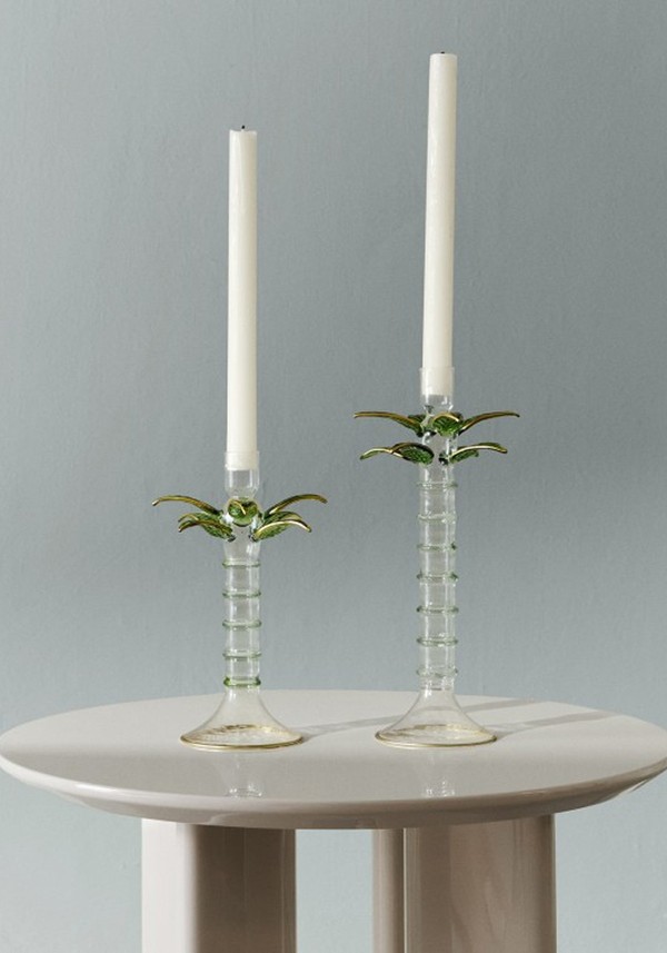 Borosilicate Palm Low Candlestick 