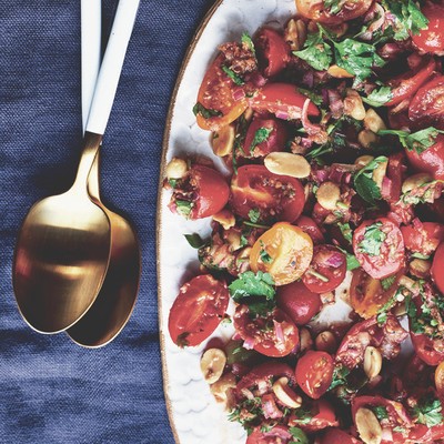 Tomato & Peanut Salad With Tamarind, Ginger & Honey Dressing