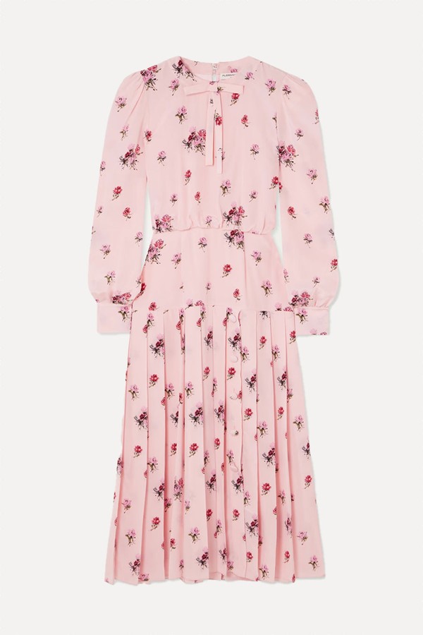 Bow-Detailed Floral-Print Silk Crepe De Chine Midi Dress from Alessandra Rich