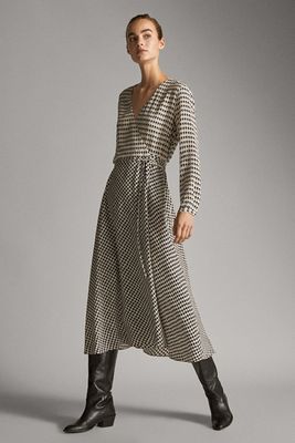 Houndstooth Print Dress from Massimo Dutti