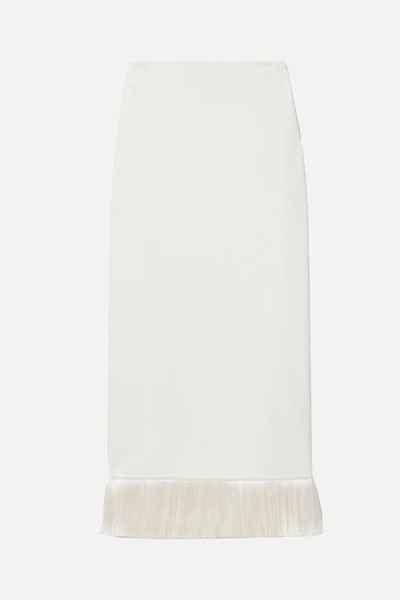 Fringed Stretch-Ponte Midi Skirt from Patbo