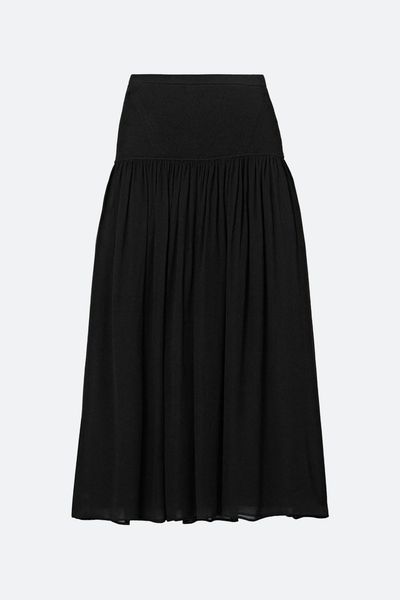 Miya Ribbed Wool & Silk-Blend & Pleated Chiffon Midi Skirt from Ulla Johnson