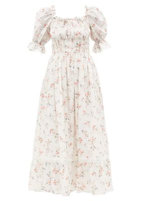 Elisa Shirred Floral-Print Dress from Lug Von Siga