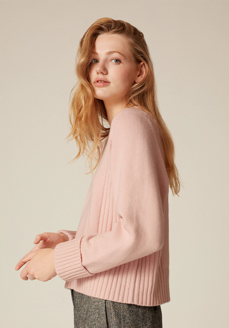 Merino Cashmere Rib Detail Jumper  from Me + Em