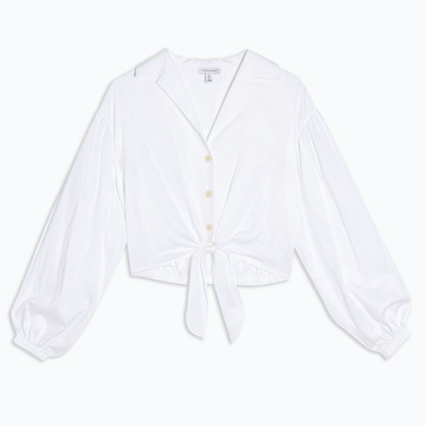White Poplin Tie Front Blouse from & Other Stories