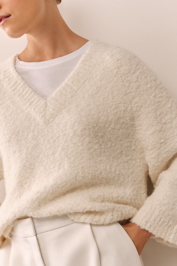 Bouclé V-Neck Jumper from The White Company