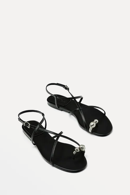 Metal Piece Toe Strap Sandals from Massimo Dutti