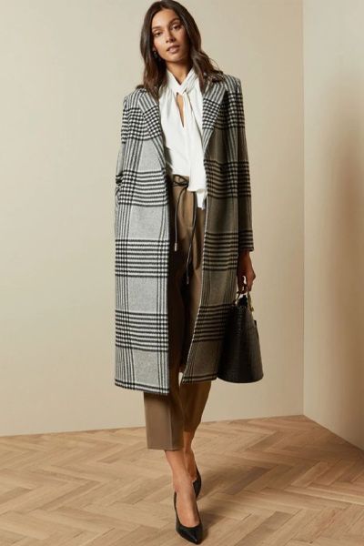 Celinna Wool Checked Coat