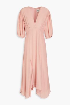 Riven Pleated Silk-Crepon Midi Dress from Tove