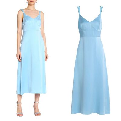 Aries Silk Crepe de Chine Midi Dress In Light Blue from Iris & Ink