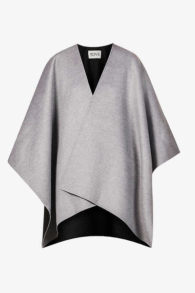 Aria Asymnetric Wool-Blend Cape from Tove