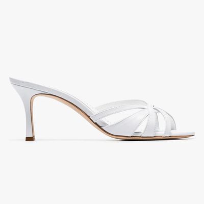 White Macula 70 Leather Mule Sandals from Manolo Blahnik